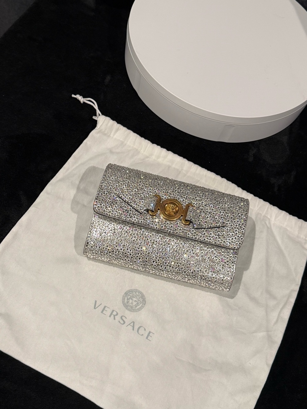 Versace La Medusa Crystal Mini Crossbody Shoulder Clutch Bag Mixed Metals - Picture 14 of 14